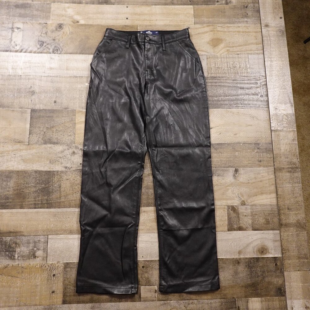 Hollister Faux Leather Pants Women’s 5R W27 Black High Rise Straight